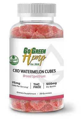 CBD Infused Watermelon Cubes 25mg | 20 Count (500mg)